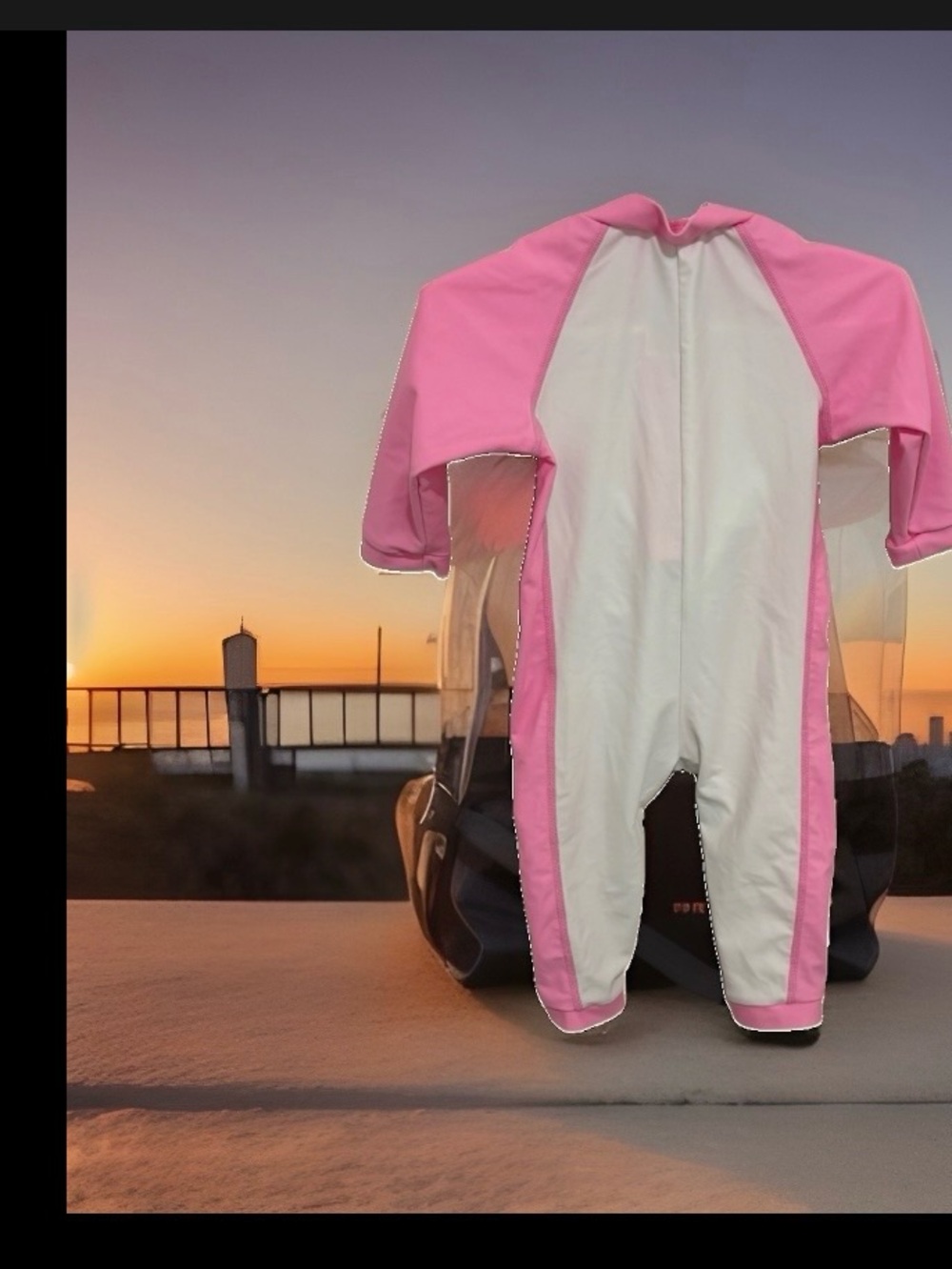 For Love Pink and White Baby Long Sleeve One-Piece Swimsuit 6 months